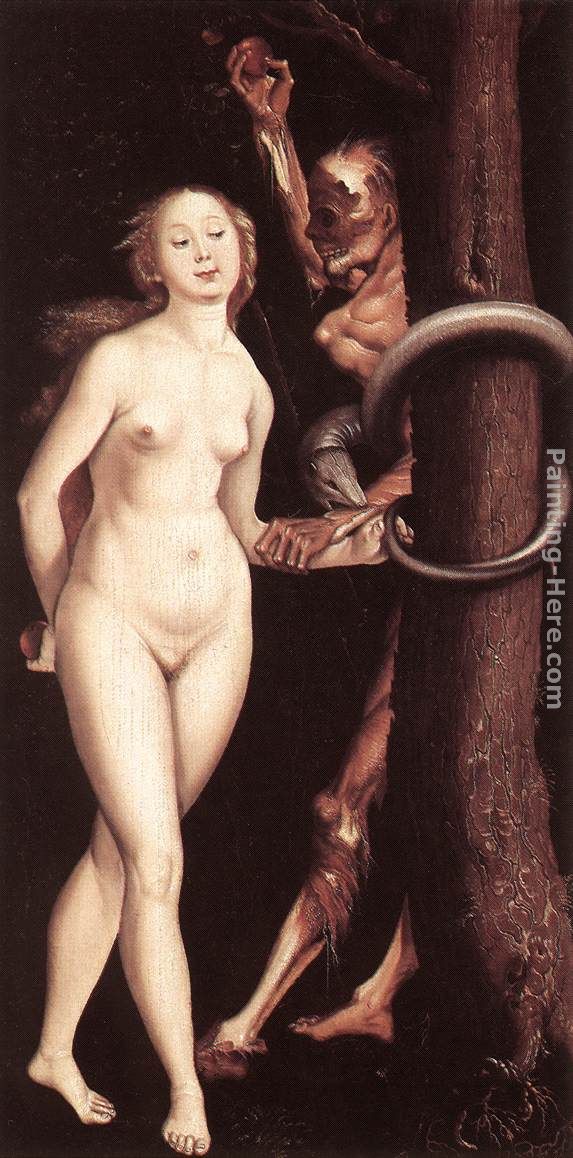 Eve, the Serpent, and Death painting - Hans Baldung Eve, the Serpent, and Death art painting